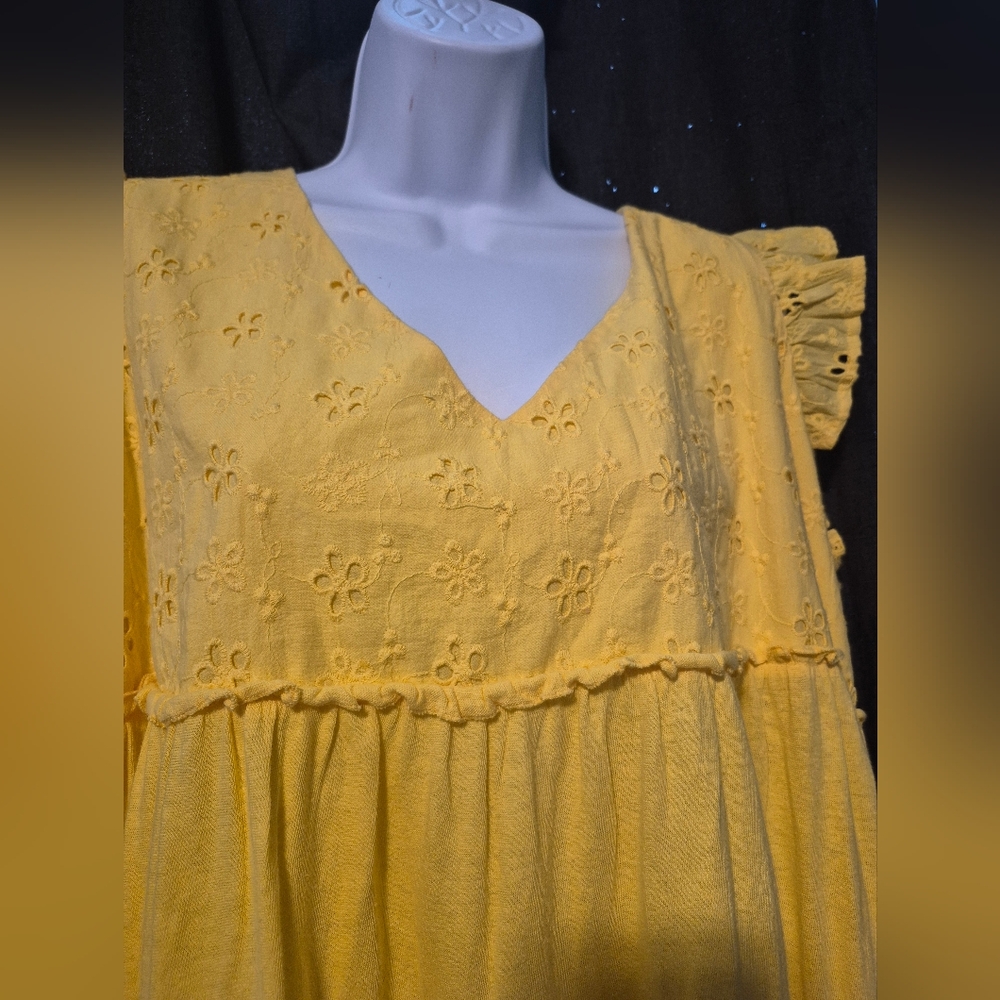 Crown & Ivy Yellow Ruffled Embellished Blouse